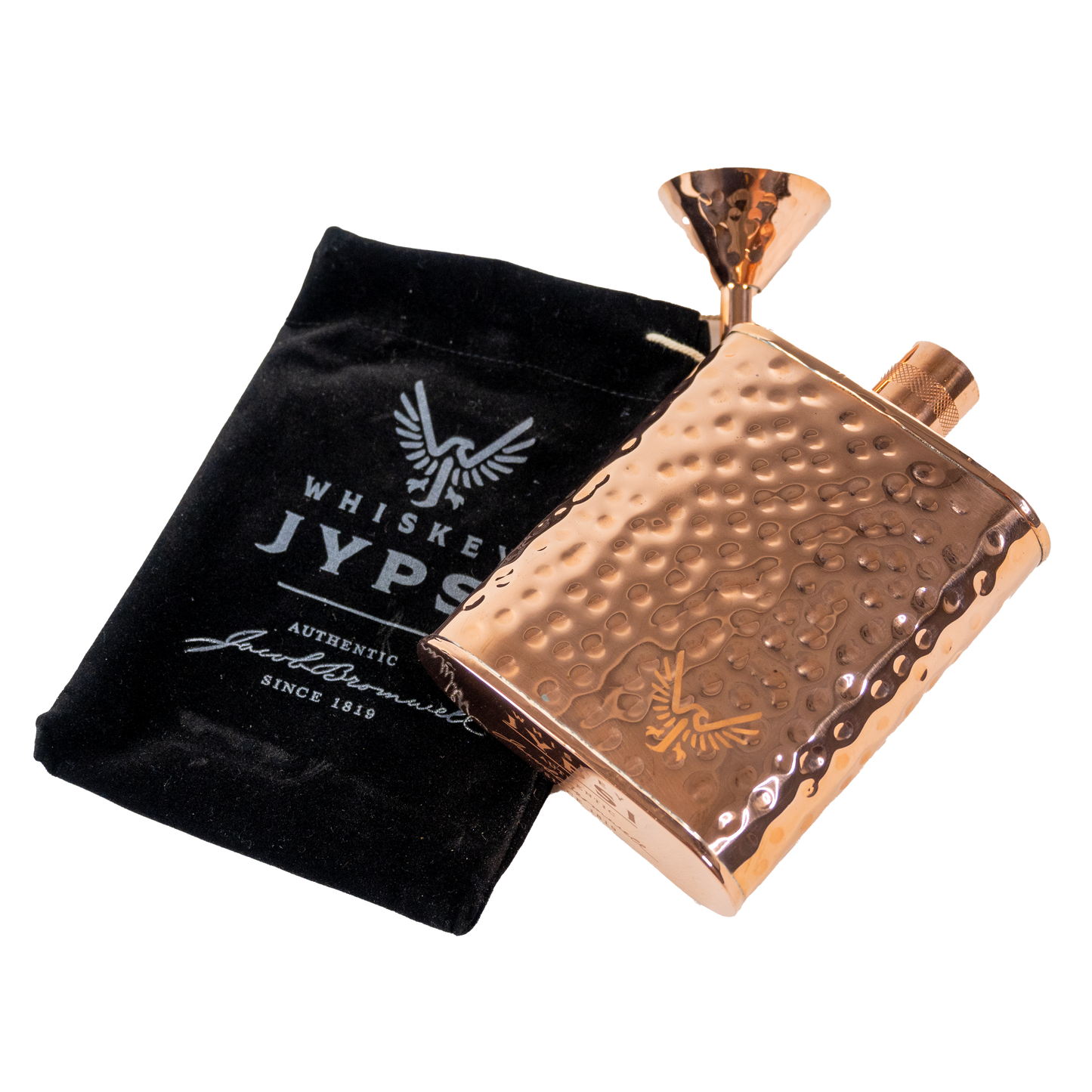Whiskey JYPSI + Jacob Bromwell, Hammered Copper Flask